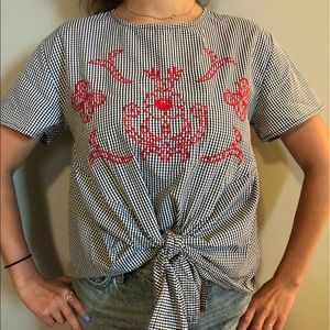 Black and white gingham blouse